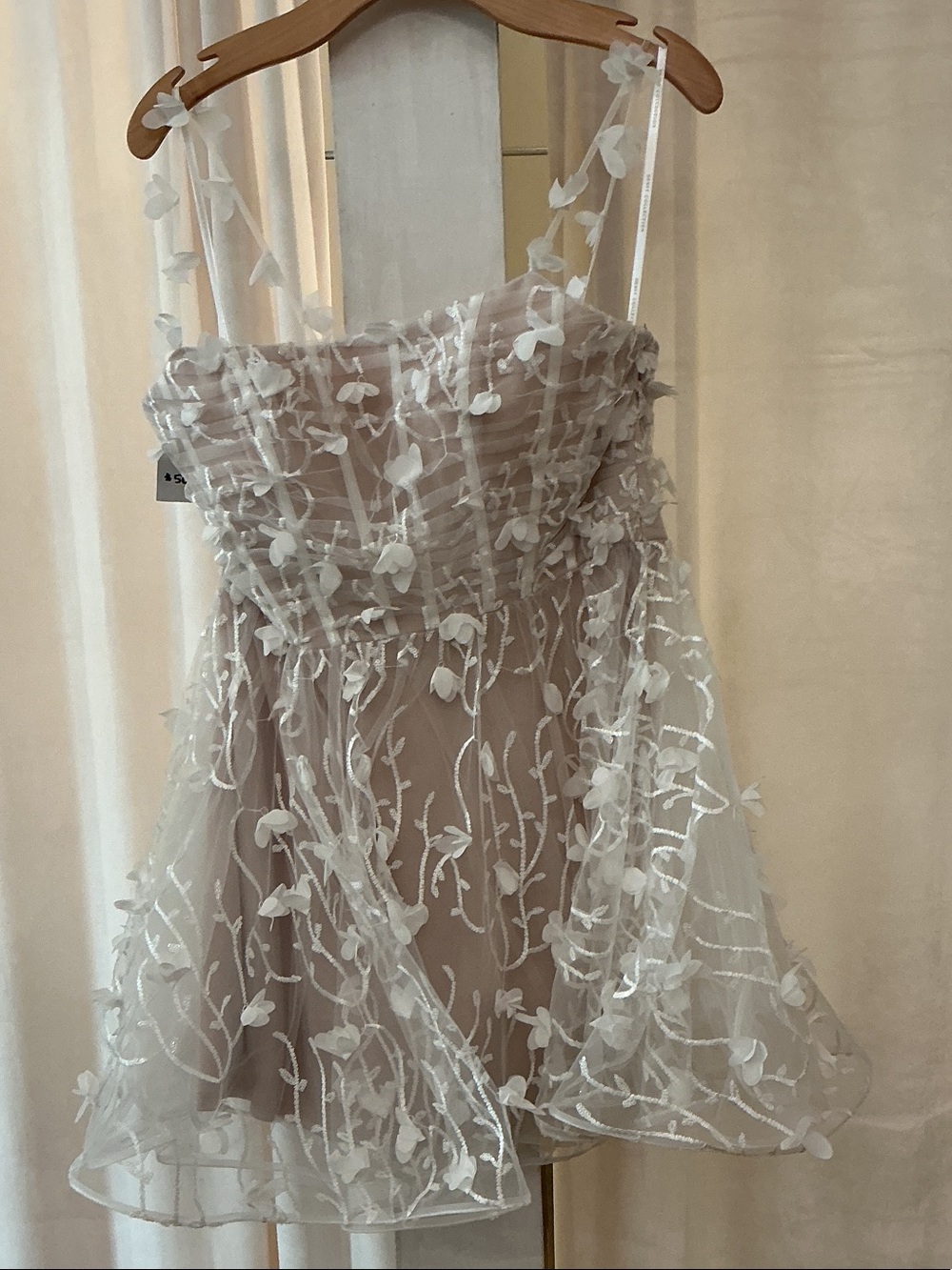 Dessy Collection White Floral Appliqué Tulle Dress
